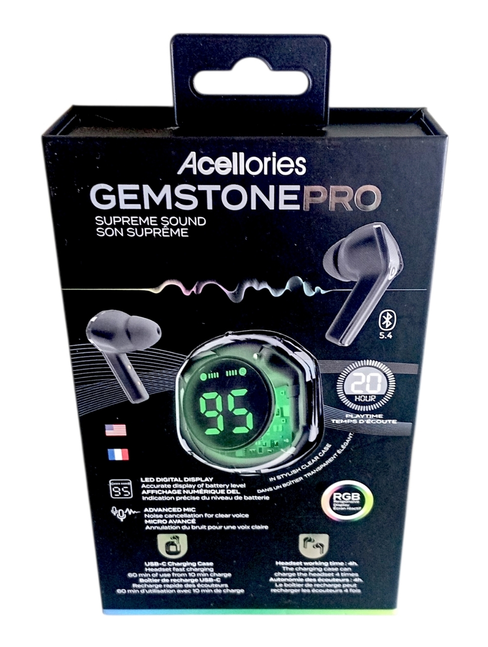 Gemstone Pro Wireless Earbuds - Black, Unused!